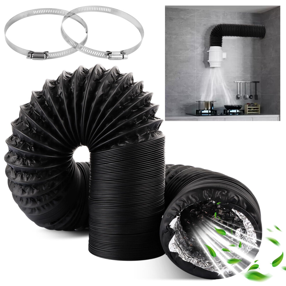 Oungy 150Mm Ducting, 5M/16Ft Tumble Dryer Vent Hose, Black Extractor Fan Ducting 5004149474239