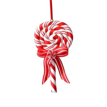Julgransdekoration Prydnad Mjuk Lera Lollipop Röd Vit Candy Cane Xmas Tree Pendel Jul Nyårspresent F