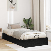 vidaXL Ottoman Bed Frame Black Oak 80.5 x 200 cm Engineered Wood