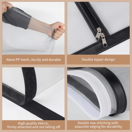 Cat Screen Door, Double-Sided Zipper Reinforced Mesh Screen Door for Introducing 2
