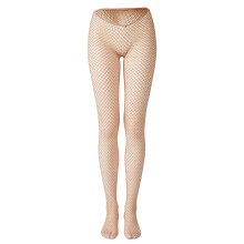 Dames laag uitgesneden visnetpanty met V-taille en-Karamel