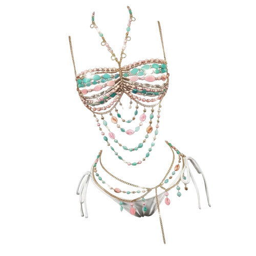 Chaîne de corps perlée, Bikini perlé,-Couleur Taille Unique