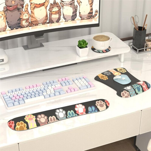 3 in 1 Mouse Pad Sets with Keyboard Wrist Rest Support, Memory Foam Keyboard Set Mousepad with Wrist Rest 2