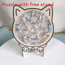 (Macaron )Morandi 135pcs Hard Puzzle Adults Kids Handmade Wooden Jigsaw With Stand