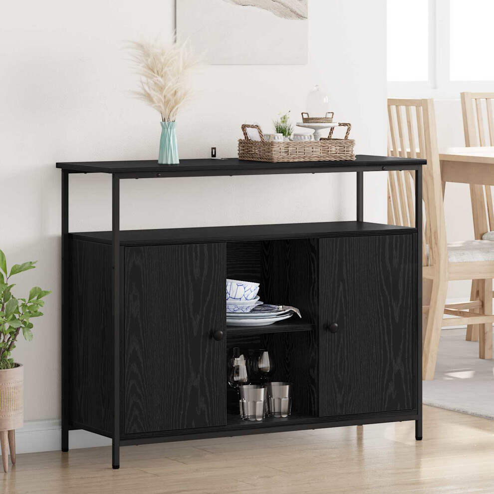 Vidaxl Sideboard Black Oak 100 X 35 X 80 Cm Engineered Wood