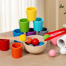 Wooden Montessori Baby Educational Toy With Color Sorting Cups Learning Toddler For