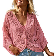 Sommer-Strand-Cover-Up, V-Ausschnitt,-Rosa r
