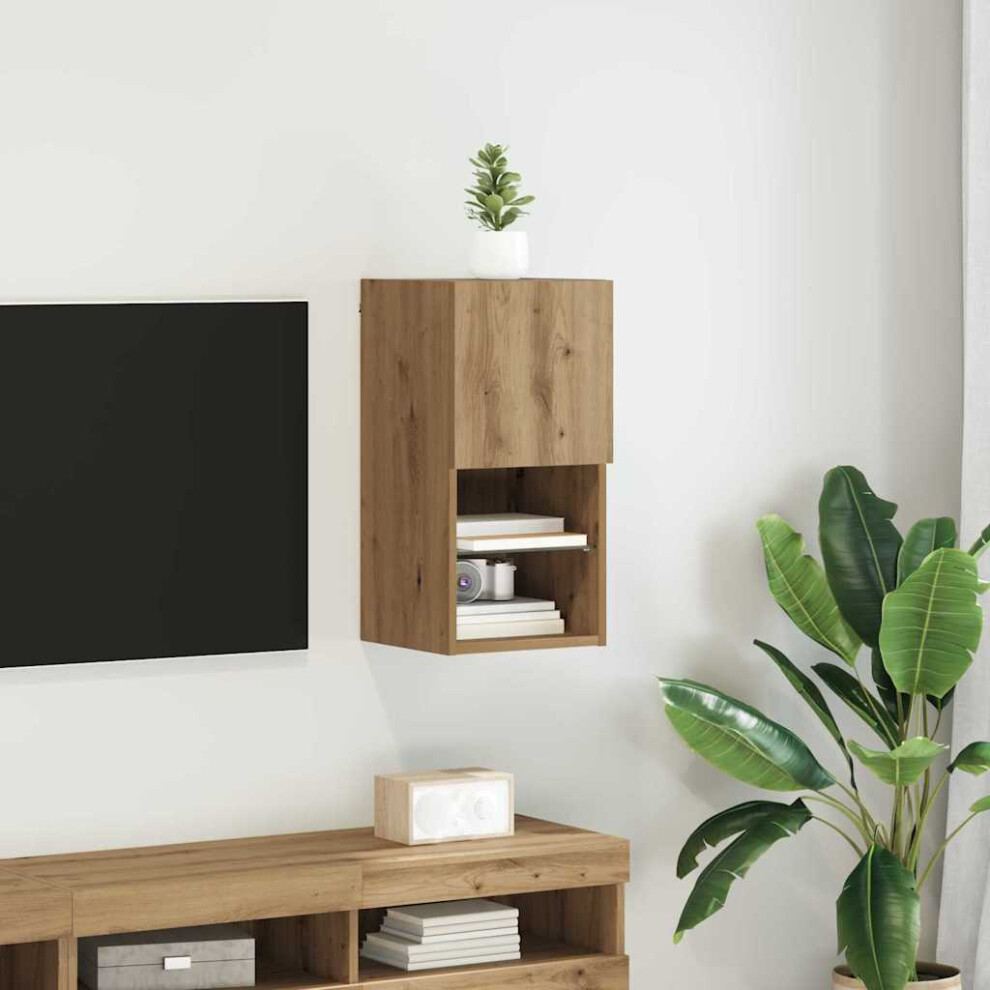 Vidaxl Wall-Mounted Tv Cabinet With Led Artisan Oak 30.5 X 30 X 60 Cm