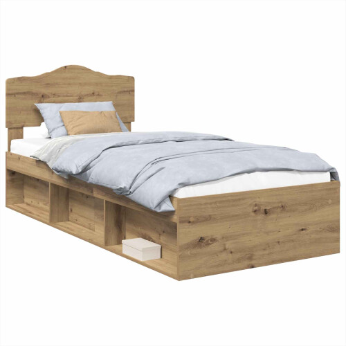 VidaXL vidaXL Bed Frame Artisian Oak 90 x 200 cm Solid Pine Wood 1