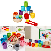 Wooden Montessori Baby Educational Toy With Color Sorting Cups Toddler Learning For