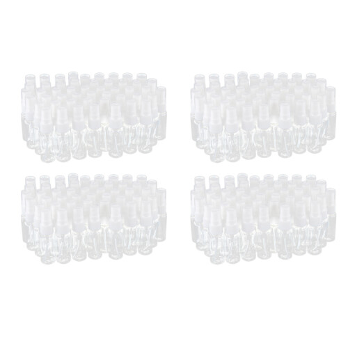200x Empty Clear Plastic Fine Mist Spray Bottles with Microfiber Cleaning Cloth, 20Ml Refillable Container