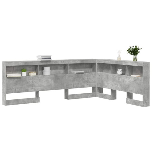 VidaXL vidaXL Storage Headboard Concrete Grey 135 cm Engineered Wood 1