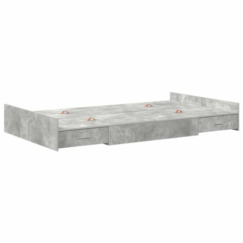 VidaXL vidaXL Storage Bed Frame Concrete Grey 120 x 190 cm Engineered Wood 2