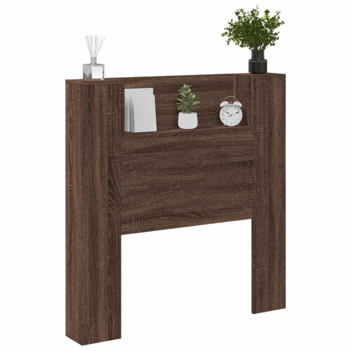 VidaXL vidaXL Storage Headboard with LED Brown Oak Engineered Wood 2