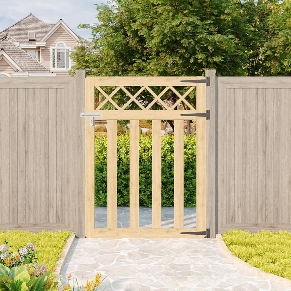 90X120cm Wooden Garden Gate, Spruce Pedestrian Fence Gate With Hardware Kit 614633981928