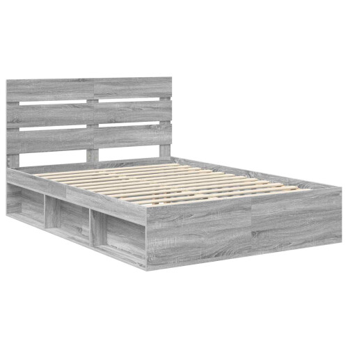 VidaXL vidaXL Bed Frame Grey Sonoma 150 x 200 cm Solid Pine Wood 2