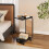 Living And Home C-Shaped Side Table with Storage Bag, Black 1