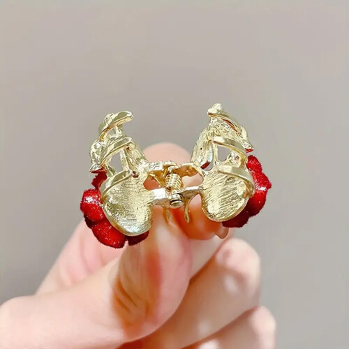 (Flocking Radiant Rose) Samt-Blumen Haarclips mit Strass für Damen