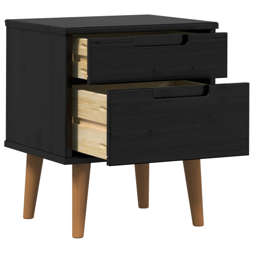 VidaXL vidaXL Bedside Cabinet Black 40 x 35 x 48 cm Solid Pine Wood 1