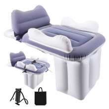 Kids Inflatable Travel Bed, Portable Air Mattress for Airplane & Car, 3-in-1 Sleeping Cushion with Toy Storage Pool, PVC Travel Mattress with Pump