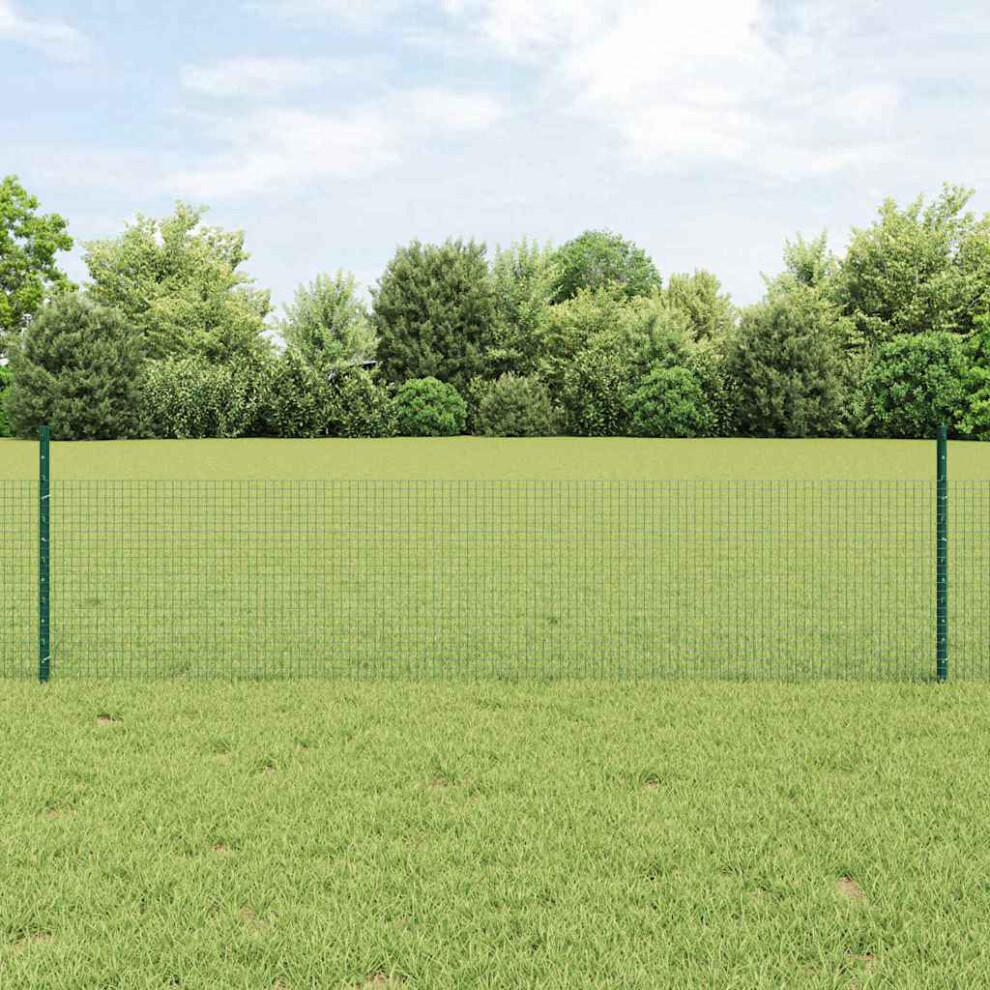 Vidaxl Welded Wire Fence With Post 100 X 0.5 M Pvc-Coated Steel Green