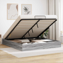 vidaXL Ottoman Bed Frame Grey Sonoma 203 x 160 x 25 cm Engineered Wood