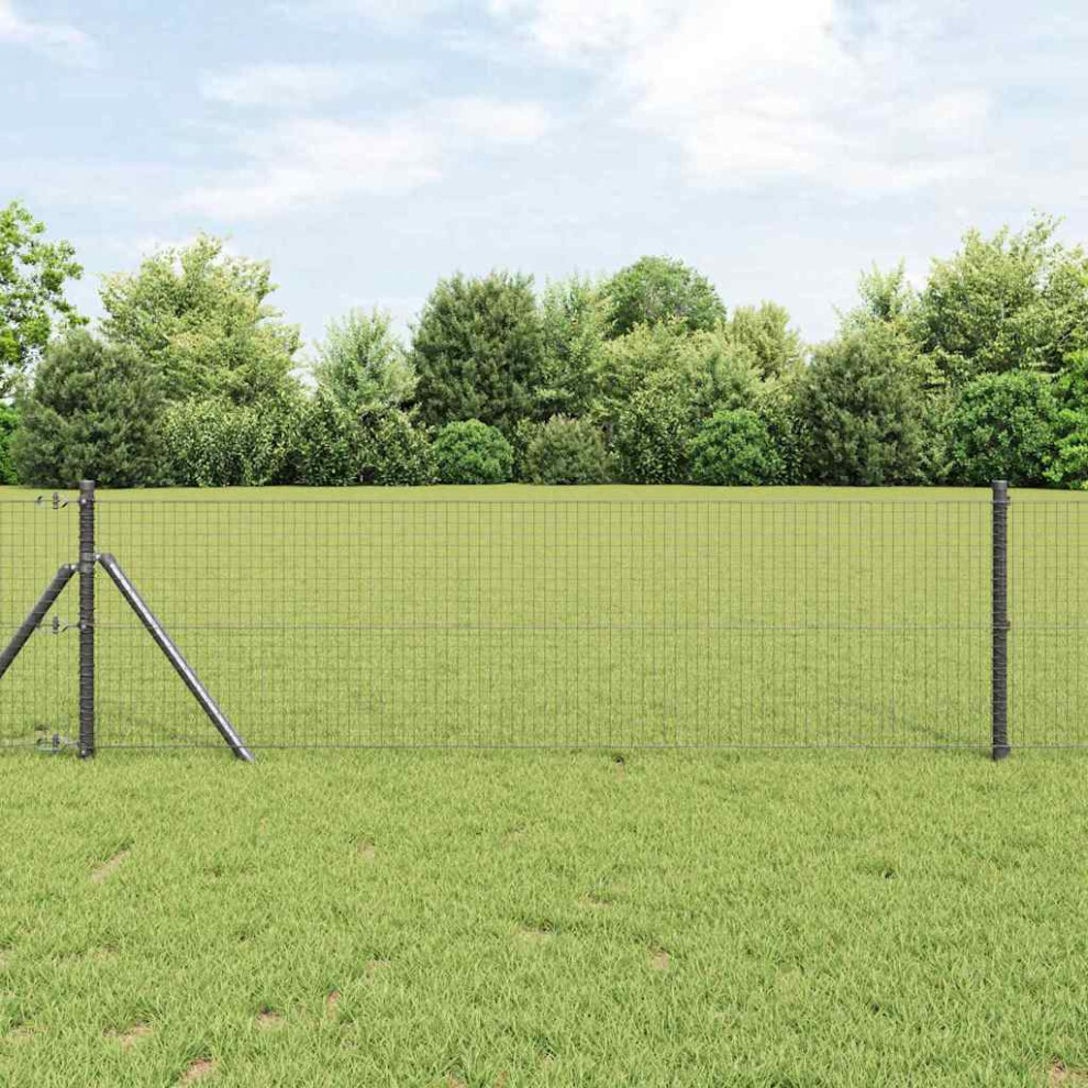 Vidaxl Ground Fix Welded Wire Fence 50 X 0.6 M Pvc-Coated Steel Grey