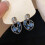 Luxury Hollow Oval Drop Earrings with Gradient Blue Rhinestones 2