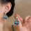 Luxury Hollow Oval Drop Earrings with Gradient Blue Rhinestones 3