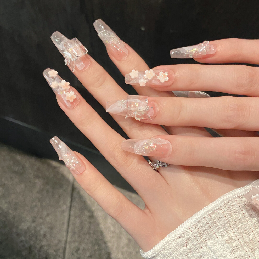 Reach-Tools (Xs) Glitter Nude Pink Press-On Nails For Stage Wear