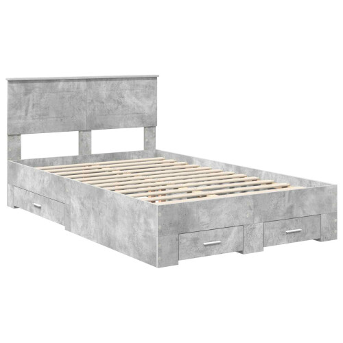 VidaXL vidaXL Bed Frame Concrete Grey 135 x 190 cm Engineered Wood 1