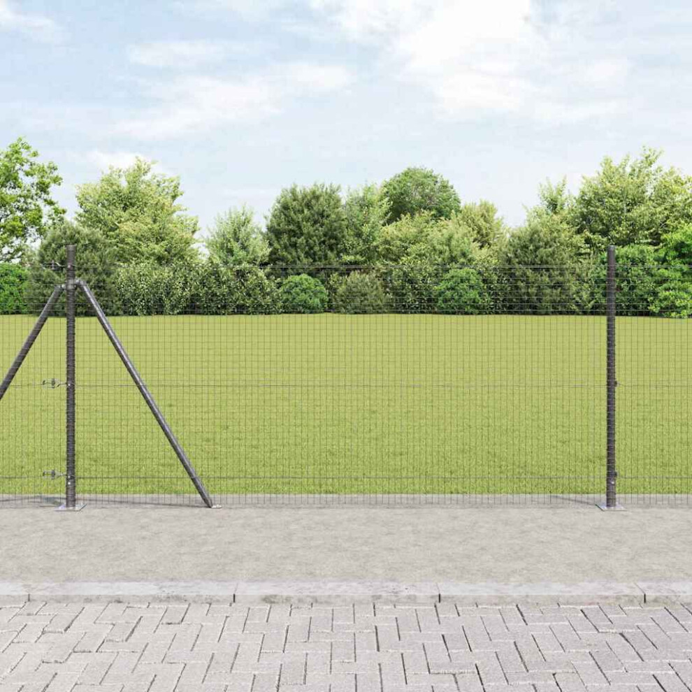 Vidaxl Welded Wire Fence With Concrete Base 10 X 0.8 M Grey Mesh