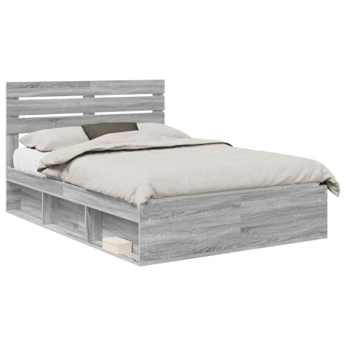 VidaXL vidaXL Bed Frame Grey Sonoma 150 x 200 cm Solid Pine Wood 1