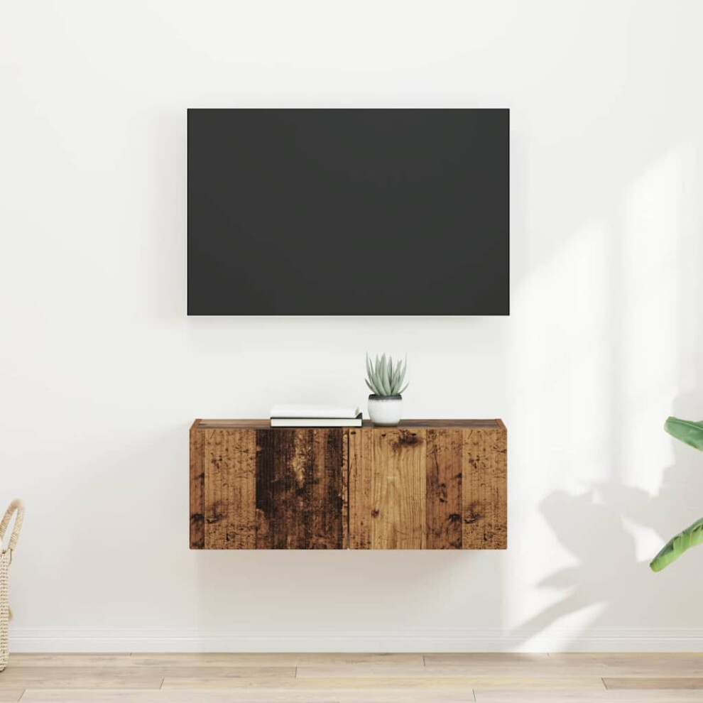 Vidaxl Tv Wall Cabinet Wall-Mounted 2 Pcs Old Wood 39 X 31 X 29.5 Cm