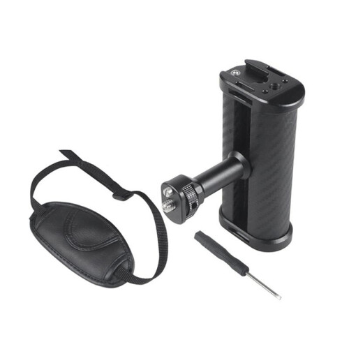 Carbon Fiber Side Handle Adjustable Handgrip 1/4 Screw Camera Cage Cold Shoe Mount Flash Light Holder Positioning Handle