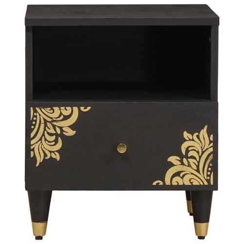 VidaXL vidaXL Bedside Cabinet 2 pcs Black 40 x 33 x 46 cm Solid Mango Wood 1