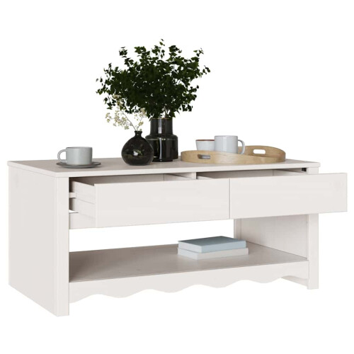 VidaXL vidaXL Coffee Table Drammen White 99 x 55 x 45 cm Solid Pine Wood 2
