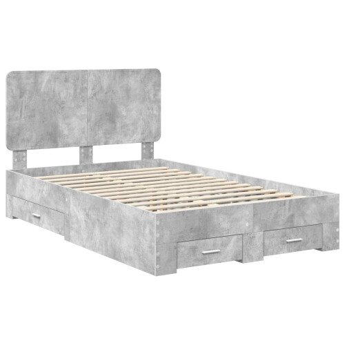 VidaXL vidaXL Bed Frame Concrete Grey 135 x 190 cm Engineered Wood 1