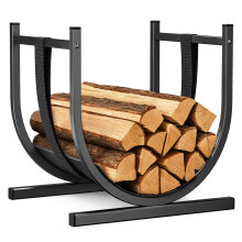 VOUNOT Firewood Log Rack, Metal U-Shape Log Holder, 41 脳 37 脳 39.5cm, Black