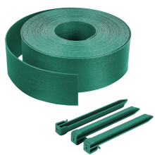 VOUNOT High flexible PE garden edging 20M x 8 CM with stakes, Green