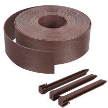 VOUNOT High flexible PE garden edging 20M x 8 CM with stakes, Brown