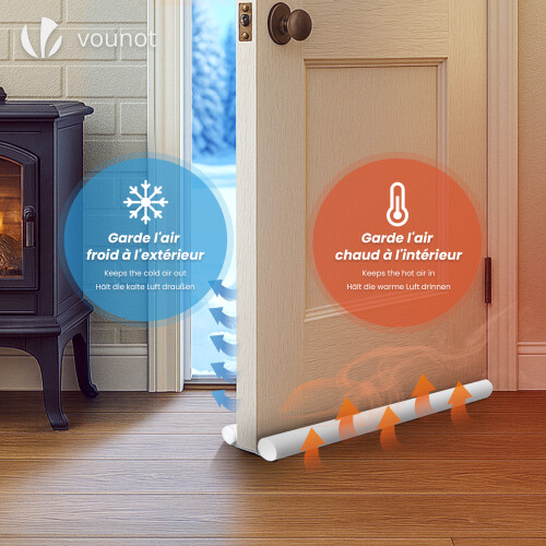 VOUNOT 2 Pack Double Sided Draught Excluder 96cm Under Door Draft Stopper, White 1