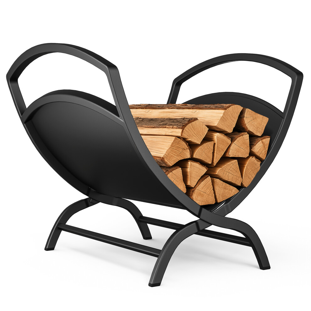 Vounot Firewood Log Rack Metal X-Shape Log Holder, 40.5 脳 32 脳 33Cm, Black