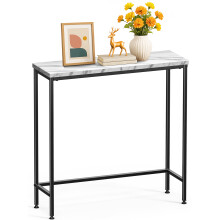 VOUNOT Slim Console Table, Metal Frame Entryway Table, 75x24x75 cm, White