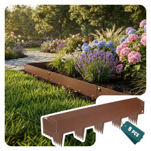 VOUNOT 5M Galvanised Steel Garden Edging, Flexible Lawn Border, Brown