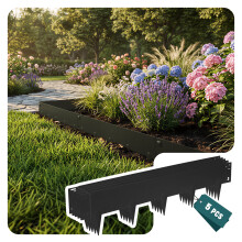 VOUNOT 5M Galvanised Steel Garden Edging, Flexible Lawn Border, Black