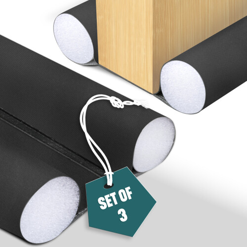 VOUNOT 3 Pack Double Sided Draught Excluder 96cm Under Door Draft Stopper, Black
