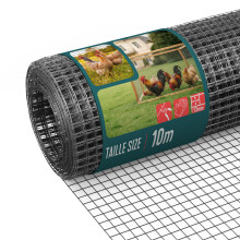VOUNOT PVC Coated Wire Mesh 0.5x10m 13mm Garden Fencing Grey