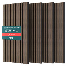 VOUNOT 4 Pack Acoustic Panels 120x60cm MDF Slat Wall Panels, Dark Oak