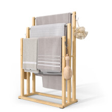 VOUNOT Freestanding Towel Rail 3-Tier Bamboo Towel Stand, Natural